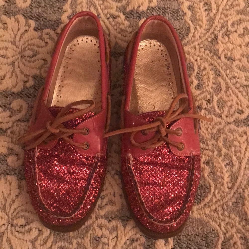 Womens pink sparkling sperrys 7.5